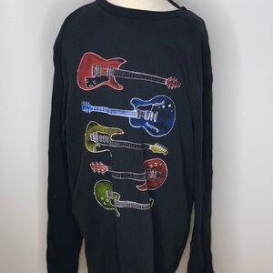Gap kids boys black electric guitar long sleeve shirt Sz XXL 14-16